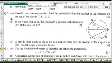 Class 10 Maths ICSE Model Test Paper - 4 || Q.No. 3 ||