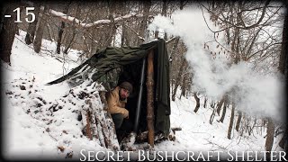 3 DAYS SOLO WINTER BUSHCRAFT IN A BLIZZARD - Secret Underground Shelter - DIY Woodstove - HD Video