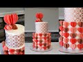 3d heart cake  how to coloring wafer paper  quick gold stencil technique cake decorating tutorial