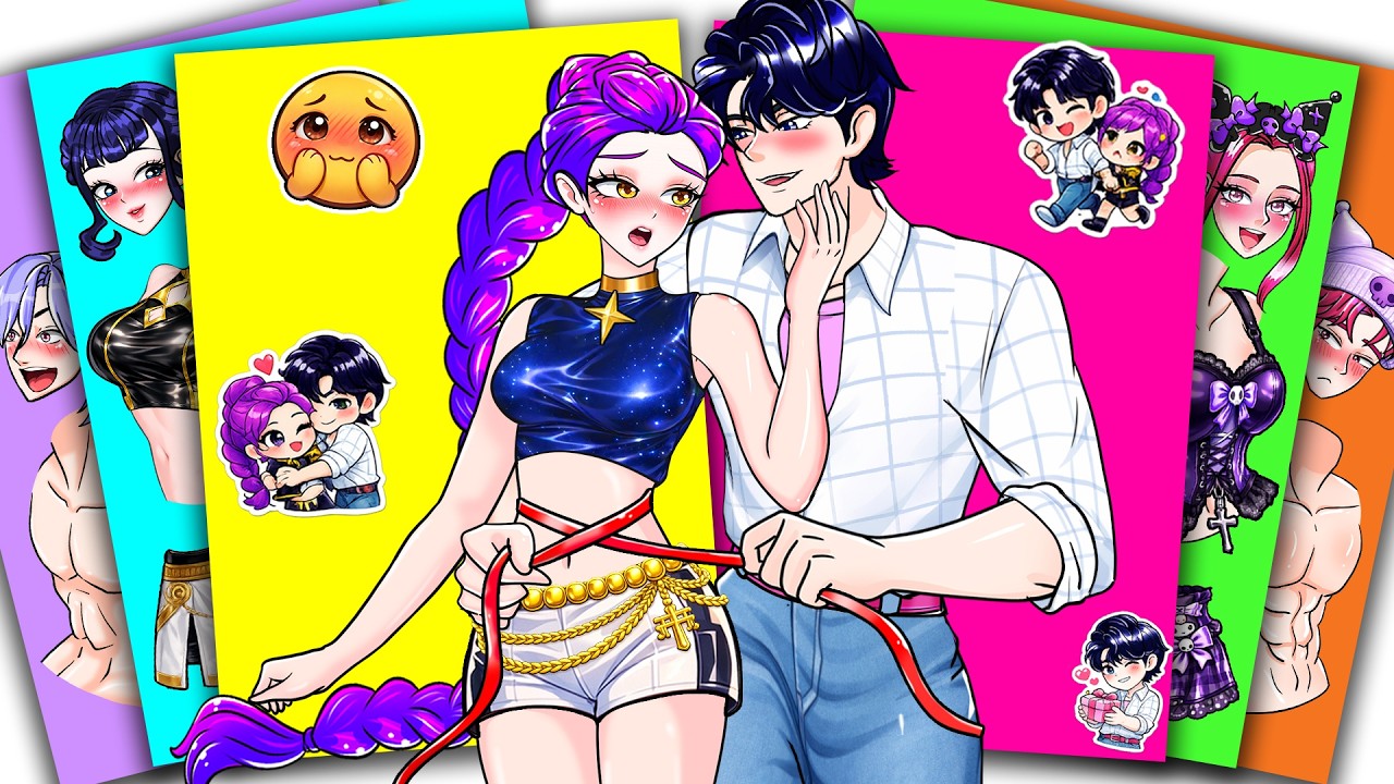 K-pop Demon Hunters - история чистой любви Руми Хантрикс и Джину Саджа Бойз | Набор наклеек своим...