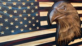 Custom Rustic 3d Eagle American Flag made on CNC Machine