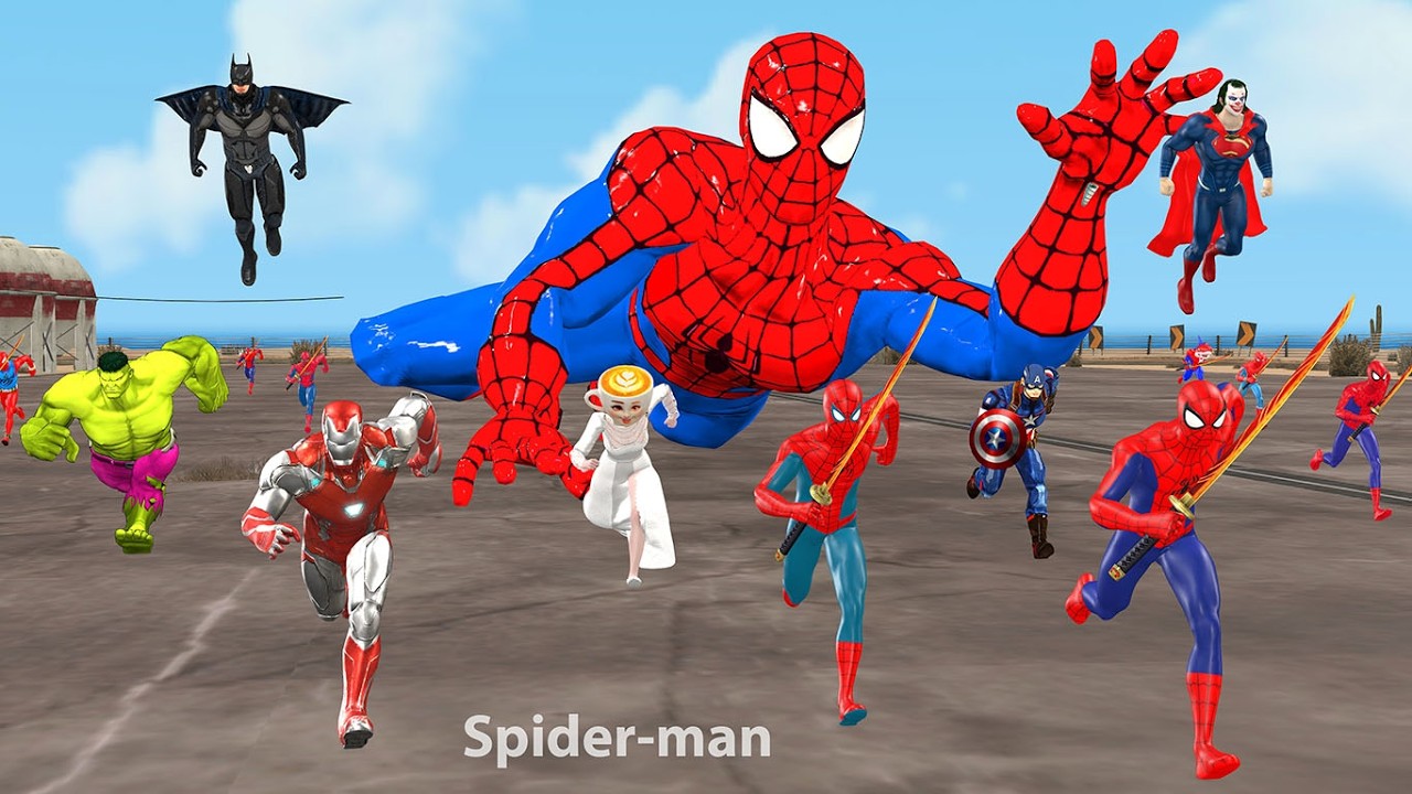 Siêu nhân nhện🔴Game Playing Spider-Man Challenge Rescue Bride Superman vs Batman vs Iron Man