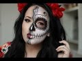 Sugar skullday of the dead makeup tutorial  halloween 2015