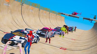 Desafio Rampa de Skate e Homem-Aranha com carros! Cool Cars and SuperHeroes