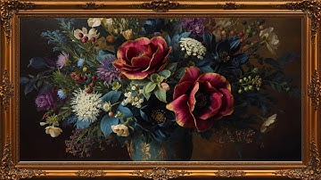 Vintage Opulent Flora Mood Wallpaper Background | Ultra HD 4K | Framed Original Digital Art