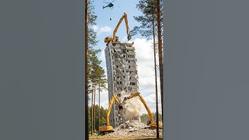 🚁 Epic Skyscraper Demolition With Helicopter & Excavators  Ultimate Engineering Power! 💥