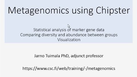 Statistical analysis of 16S rRNA data using Chipster (Jarno Tuimala)