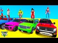 Spiderman cars vs monster trucks multi ramp challenge  superhero hulk goku epic stunt race  gta 5