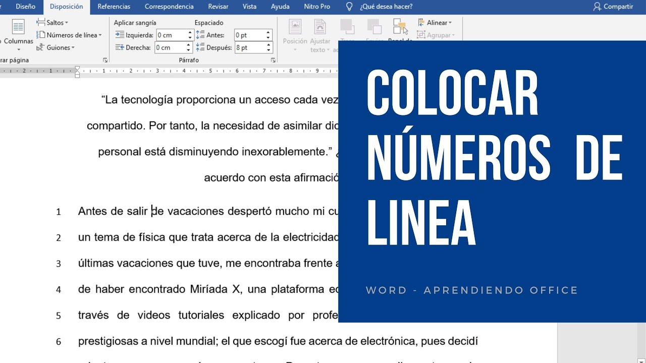 como colocar numeros pequeños en un escrito de word 