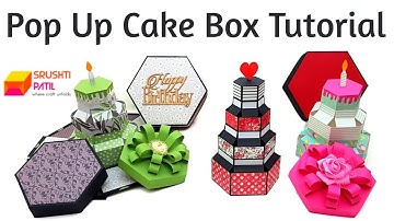 Pop Up Cake Box Tutorial by Srushti Patil | Hexagon Tower Explosion Box |