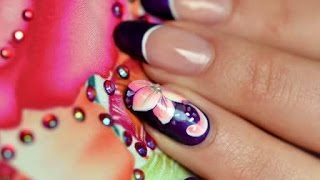 Nail art one stroke russian flowers