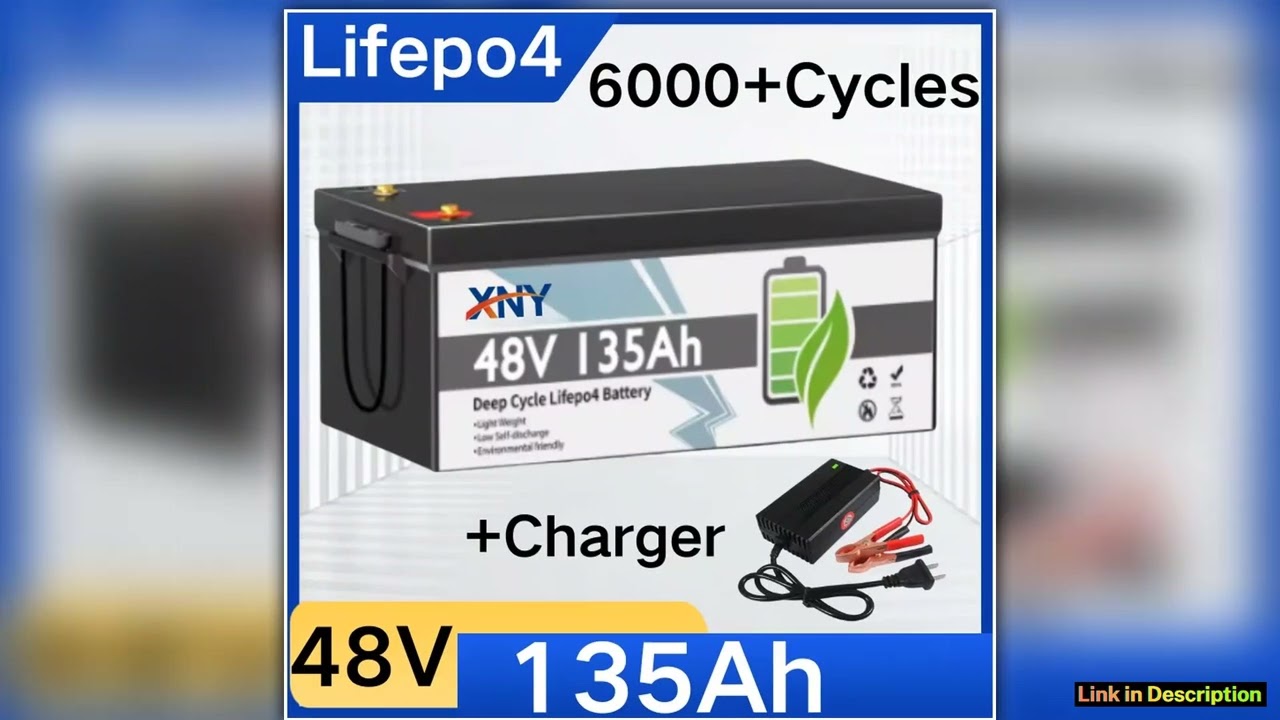 48V 135Ah Lifepo4 Bluetooth Lithium Battery with Integrated 200A BMS Smart Charger over 6000 Deep C