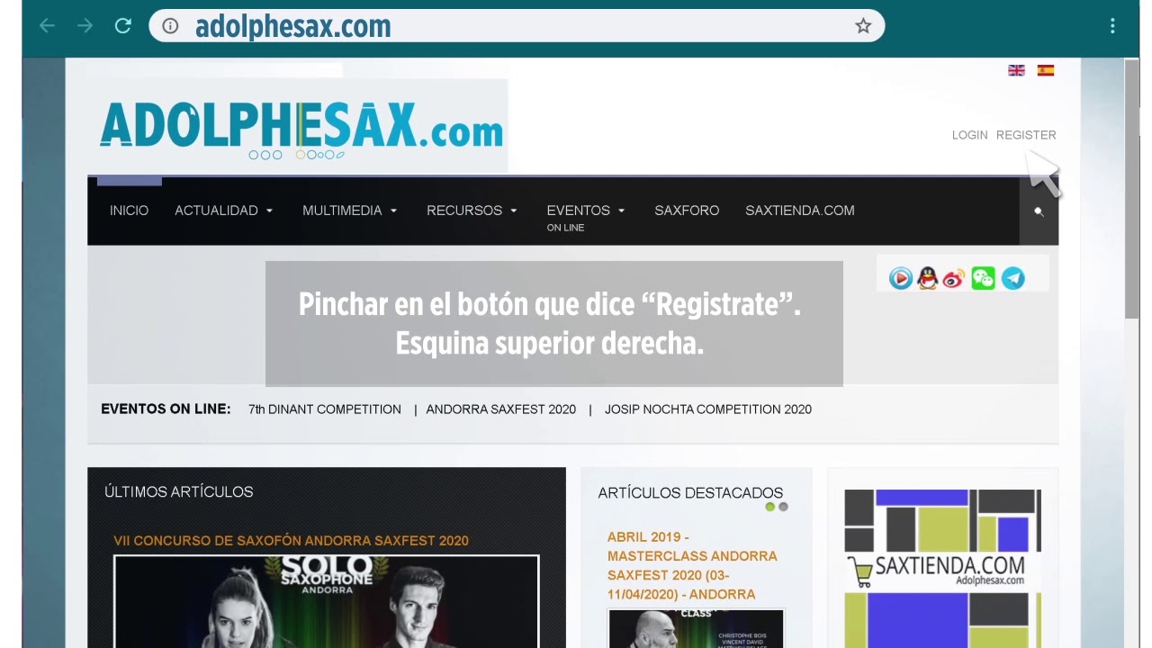 Como registrarse en Adolphesax.com