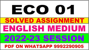 eco 1 solved assignment 2022-23 | eco 1 solved assignment in english 2022-2023 | eco 1 2023