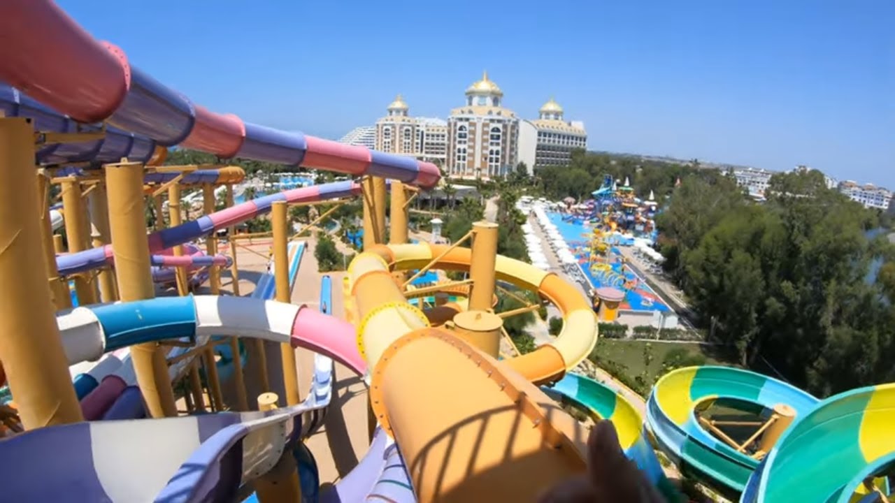 The high speed white water slide in Delphin BE Grand Resort, Antalya, Turkey