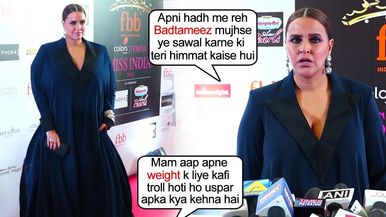 Neha Dhupia's Angry Reaction SH0UTED On Reporter Asking Her About Getting Trolled For Her Weight - YouTube