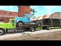 BeamNG Drive - Flatbed Truck + Trailer Transporting 20 Tons Of Pipes & a Truck