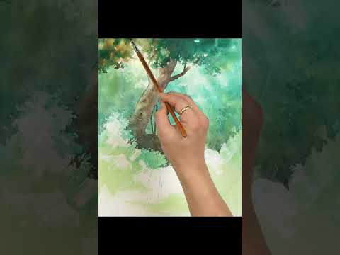 [ #<strong>Shorts</strong> Watercolor ] Without <strong>Sketch</strong> Landscape Watercolor -  Forest. NAMIL ART #howtodrawwatercolor