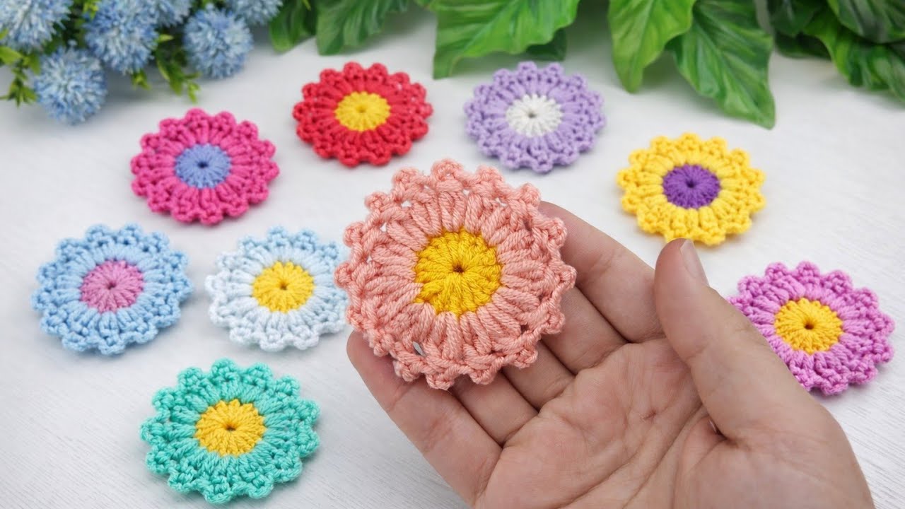 Easy Crochet Flower Motif Tutorial | Beautiful Color Variations