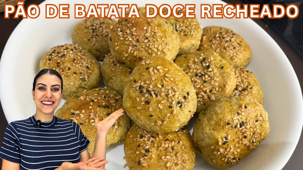 PÃO DE BATATA DOCE COM FRANGO assado no forno, delicioso e super prático!