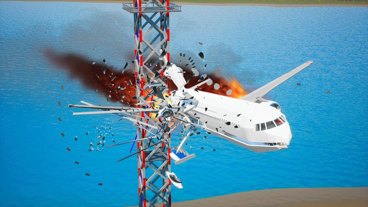 RADIO TOWER vs PLANES 13 - Airplane Crash in BRICK RIGS - YouTube
