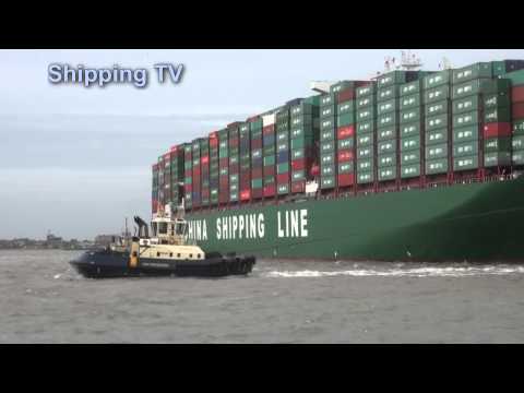 A világ legnagyobb konténerhajója, a CSCL Globe első hívása: