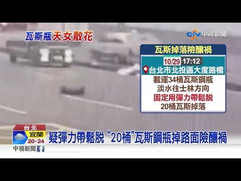 20罐瓦斯桶"天女散花"沿街掉 噴出氣體嚇壞人│中視新聞 20211030