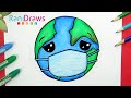 Cómo dibujar a LA TIERRA CON CUBREBOCAS - Paso a paso