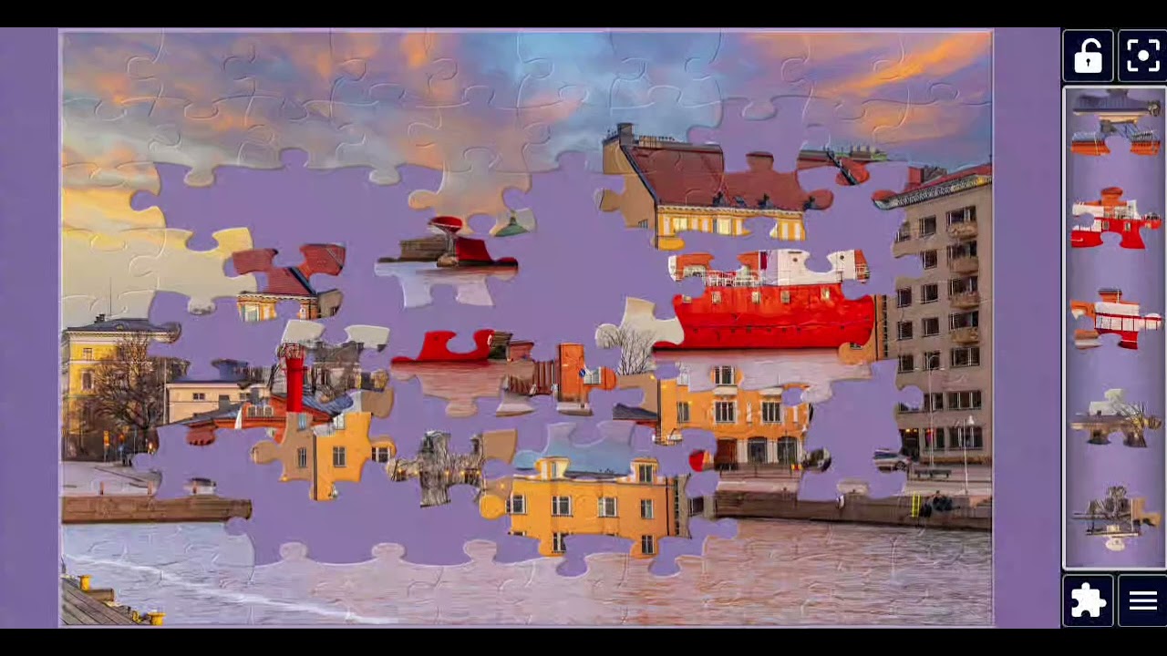 Red Ship Harbor Jigsaw Puzzle 🧩 | Relaxing Cityscape Puzzle Game | puzzlemaster78