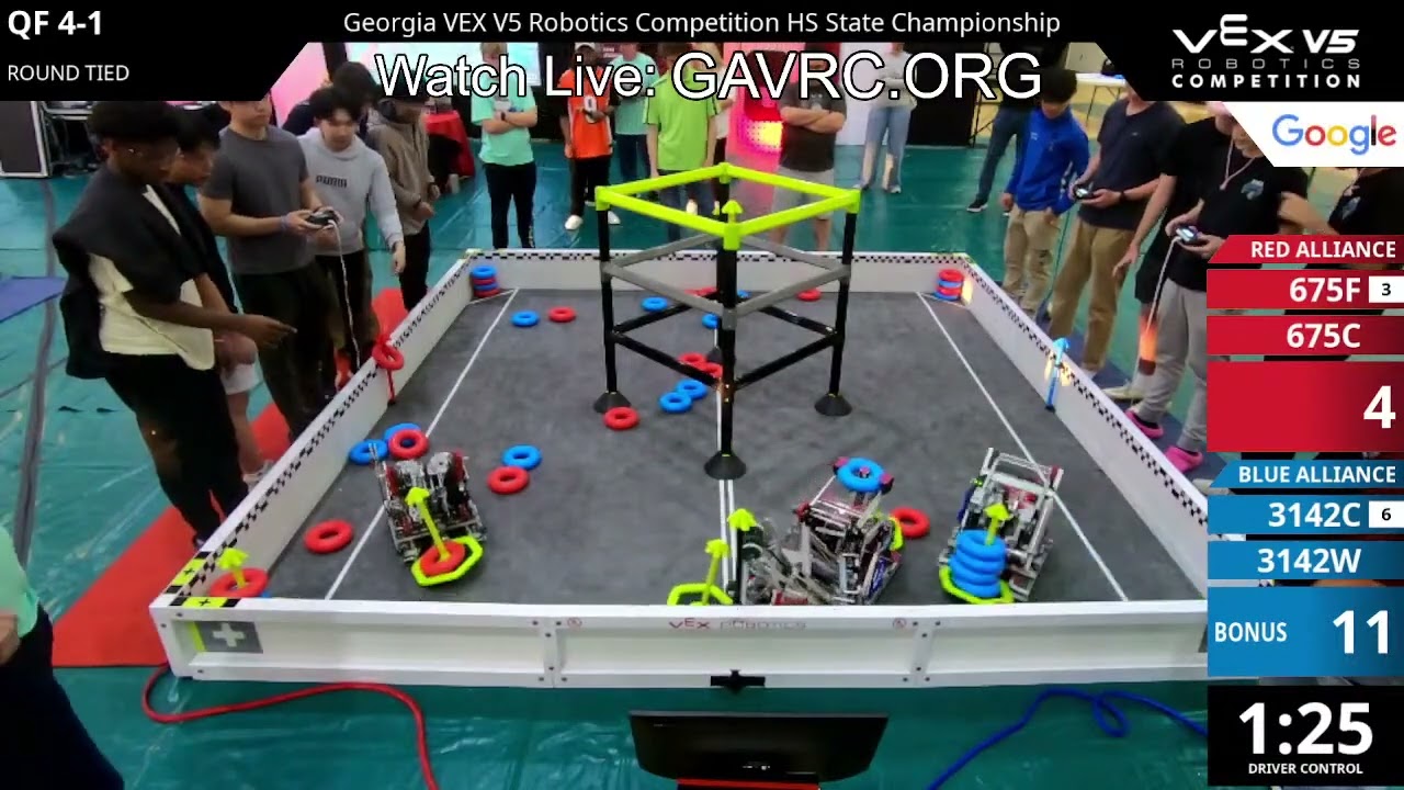 Georgia Regionals : Division 1 - QF #4-1 - 675F & 675C vs 3142C & 3142W - Auton + Driver