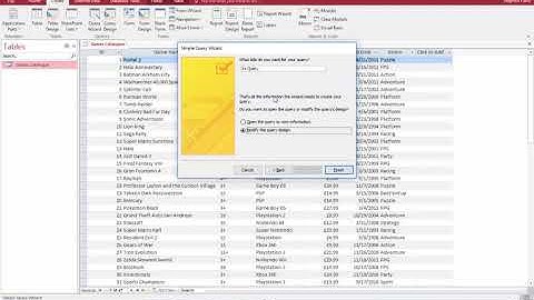 Microsoft Access 2016 Query Wizard
