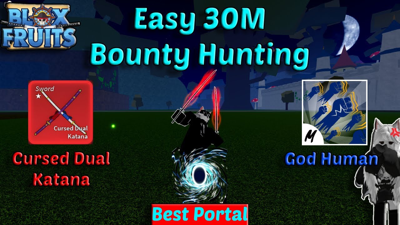 Best Combo Godhuman + Cursed Dual Katana 』 Bounty Hunting #roblox  #bloxfruits 