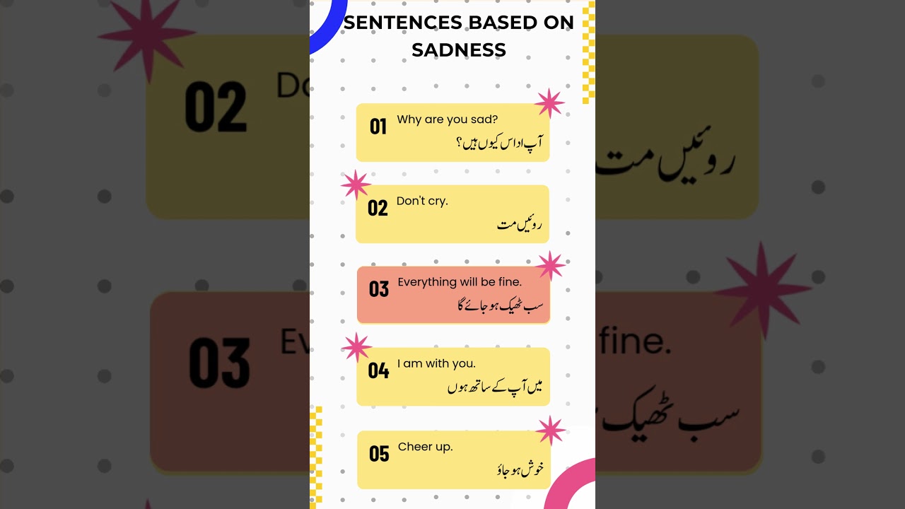5 Daily Sentences on Sadness | English to Urdu Translation | 