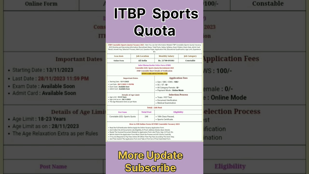 itbp sports quota recruitment 2023|| form fill up || itbp sports bharti 2023 