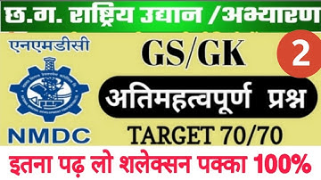 NMDC GK question || Chhattisgarh National Park || field attendant & workman most important MCQ