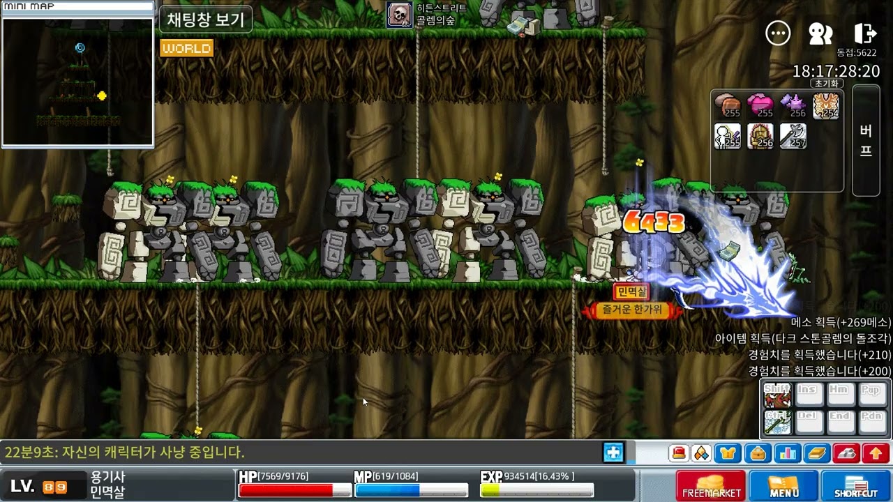 빅뱅전 감성 메월드 아르테일 89폴암 용기사 골렘의숲 믹스골렘 드래곤 쓰레셔 학살영상