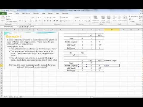Solving a Linear Program using Excel - YouTube