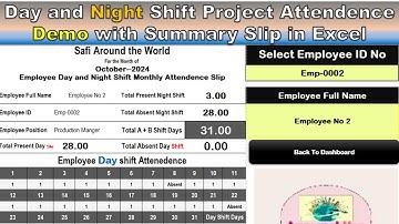 Day and Night Shift Project Attendence Demo with Summary Slip | Automatically create shift schedlule