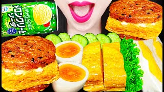 Asmr Too Much Eggs Egg Burger, Melon Soda 대왕 계란 라이스버거, 메론소다 Mukbang 먹방