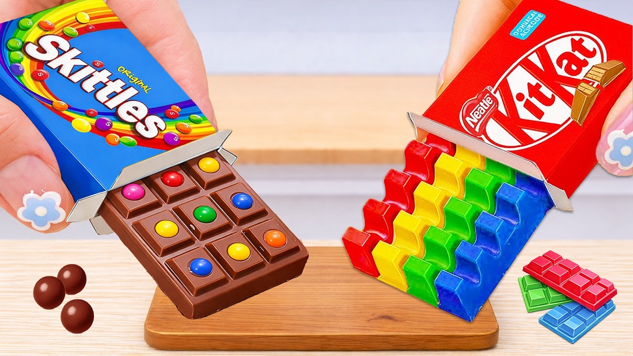 Miniature Rainbow Cake Decorating 🍫🌈 ASMR Amazing Rainbow KitKat Cake With Skittles Candy
