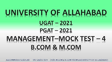 MANAGEMENT MCQ PART 4 | UGAT PGAT 2021 |  B.COM - M.COM UNIVERSITY OF ALLAHABAD