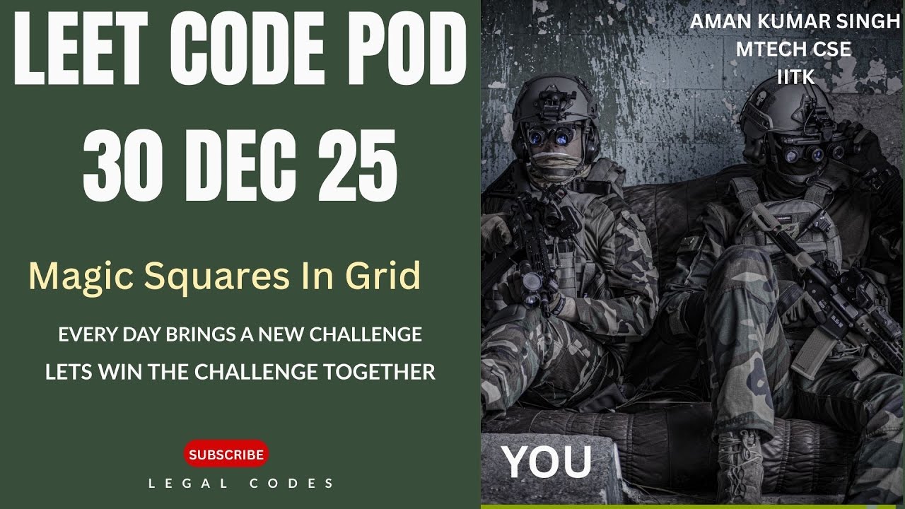 Magic Squares in Grid | LeetCode 840 | Step-by-Step C++ Solution - YouTube