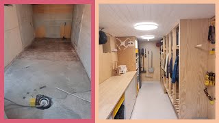 Basement laundry room total renovation / remodel / makeover DIY