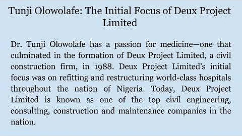 Tunji Olowolafe is a Shareholder in Such Companies As GZ Industries