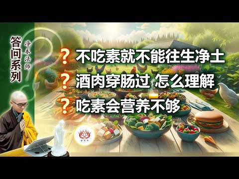 【答问】不吃素就不能往生净土吗？| 没有全素还可以念佛吗？| 吃肉不可以吗？| '和尚'也吃肉？ | '酒肉穿肠过'怎么理解？ | 吃素营养不够？ | 吃素不好吃？｜净本法师开示