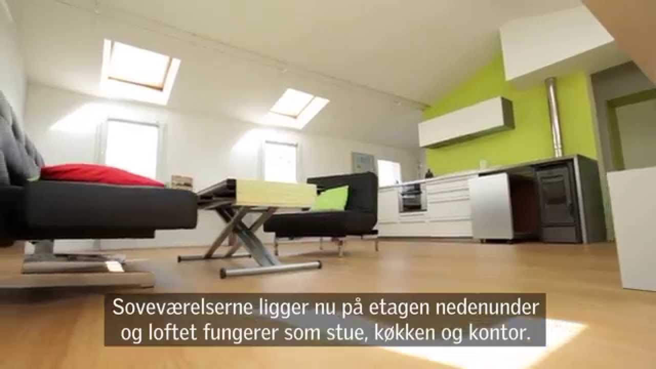 1. loft omdannet til åbent plan med stue, køkken og kontor youtube