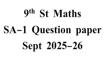 SA1 question paper 9th St maths 2025 english medium