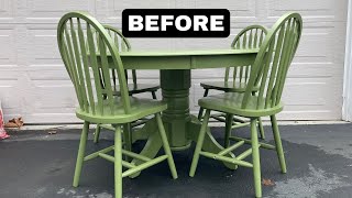 SATISFYING Dining Set Makeover | How to Use Enamel Spray Paint on a Table & Chairs | Glossy Finish