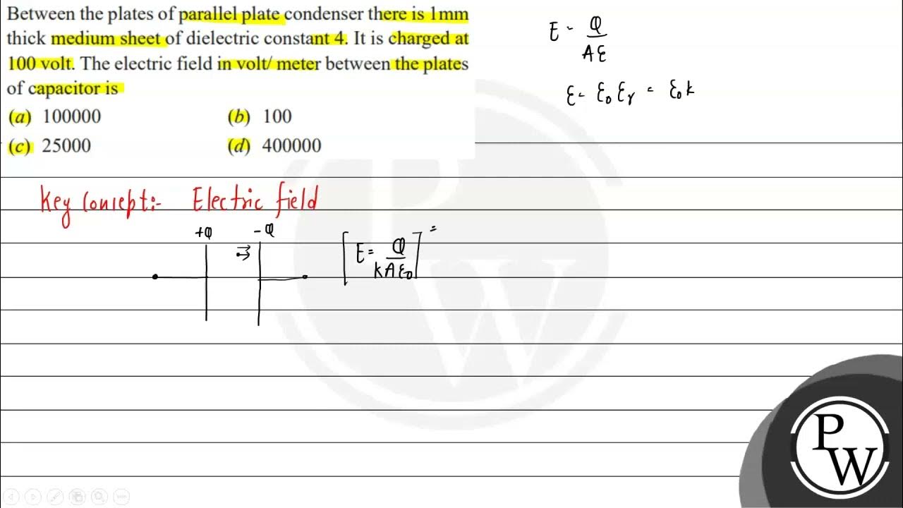 Between the plates of parallel plate condenser there is \( 1 \mathrm