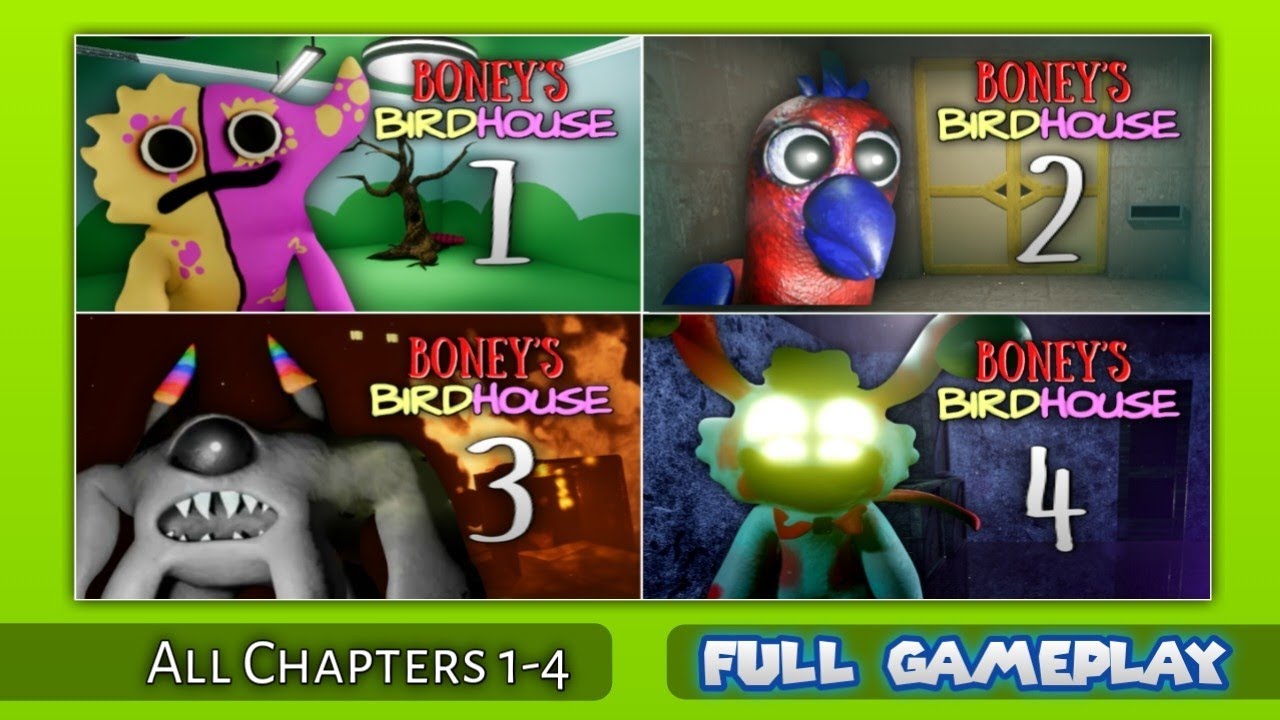 BONEY'S BIRDHOUSE ALL CHAPTERS (1,2,3,4) FULL GAMEPLAY + ALL JUMPSCARES | NEW BANBAN FANGAME